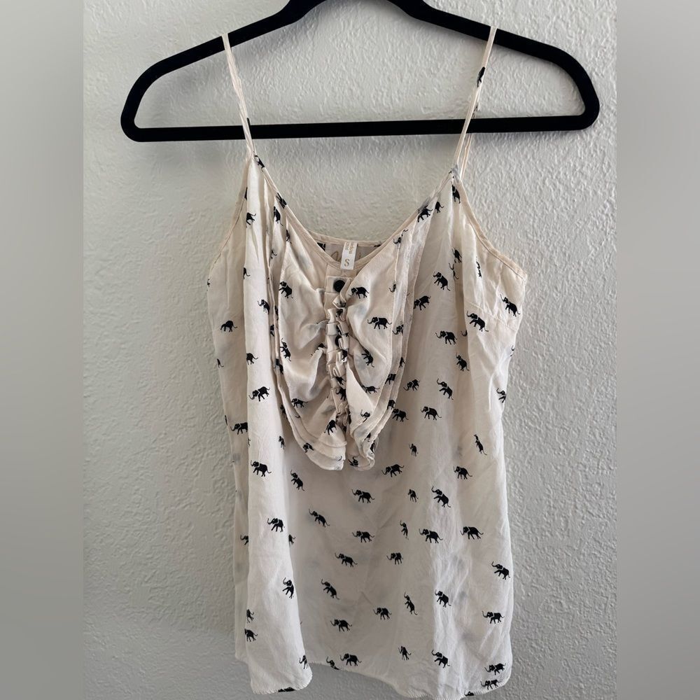 Yumi Kim Cream Camisole with Ruched Tie Front